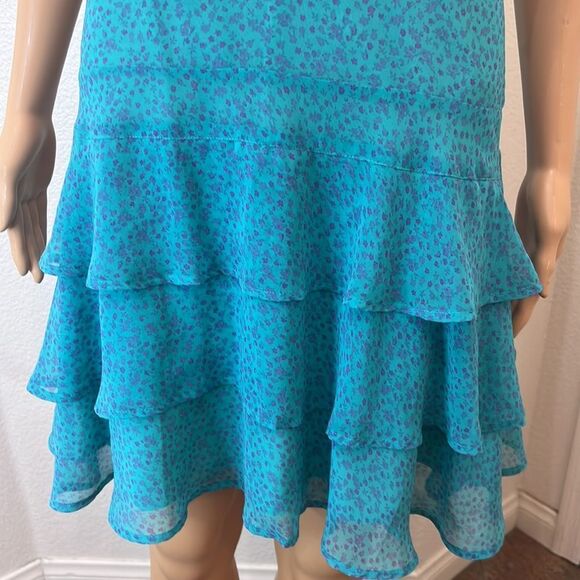 Crew clothing Size 6 Floral Square Lace Neck Short Sleeve Button Ruffle Lined - Picture 4 of 10